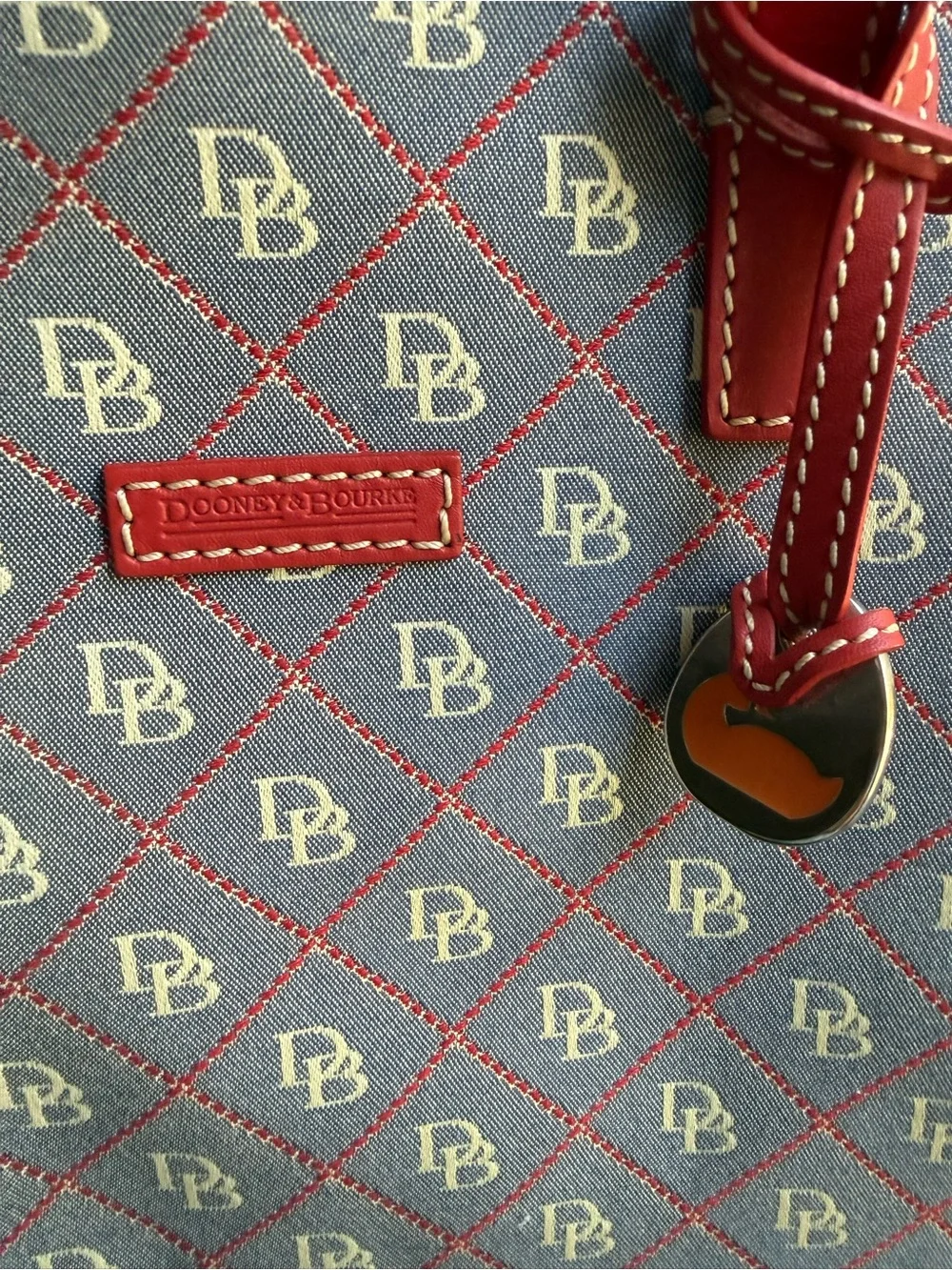 Dooney & Bourke Red Trim Monogram Tote